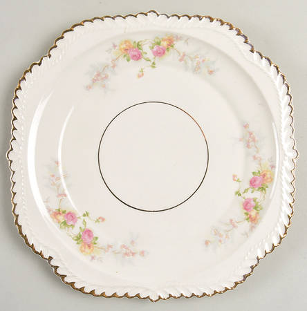 Sweetheart Rose (Tan Verge) Square Salad Plate