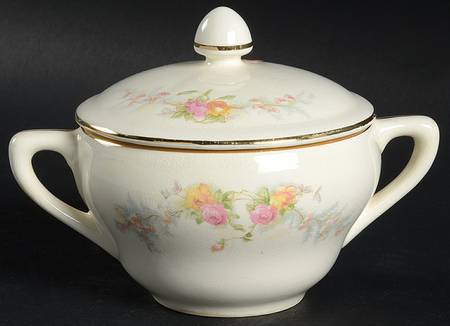 Sweetheart Rose (Tan Verge) Sugar Bowl & Lid