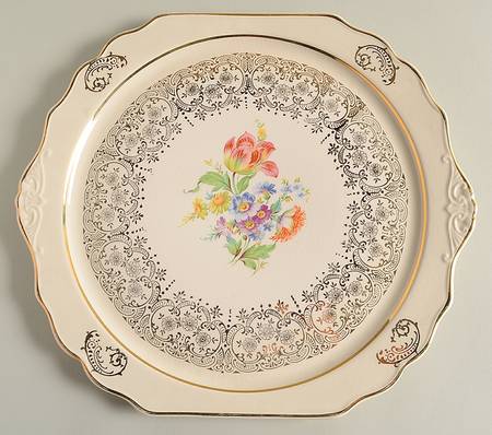 Tulip Bouquet Handled Cake Plate by Harker