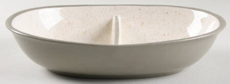 White Cap 10" Oval Divided Vegetable Bowl
