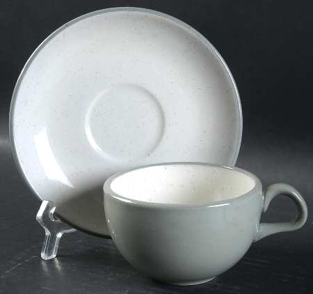 White Cap Flat Cup & Saucer Set