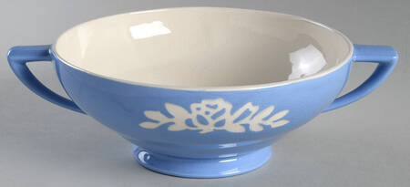 White Rose Blue Round Vegetable No Lid
