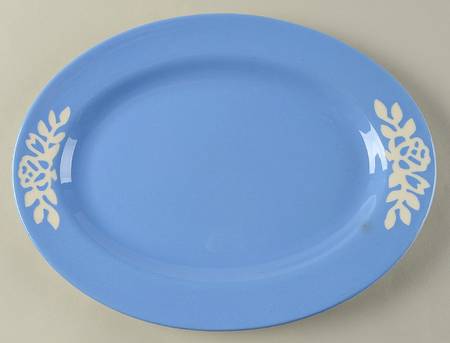 White Rose Blue 11" Oval Serving Platter