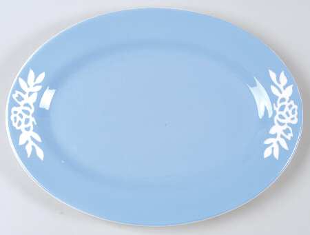 White Rose Blue 13" Oval Serving Platter