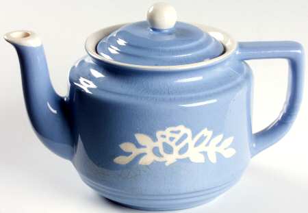 White Rose Blue Teapot & Lid