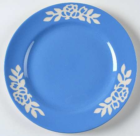 White Rose Blue Luncheon Plate