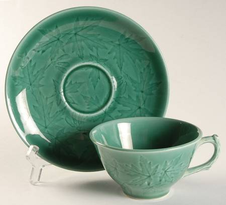 Woodsong Sherwood Green Flat Cup & Saucer Set