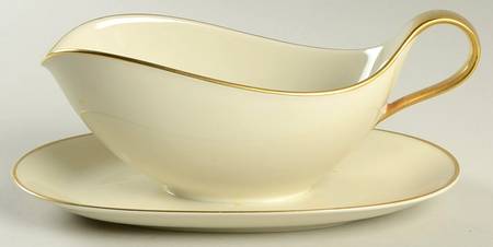 14092 Cream Gravy Boat with Attached Underplate