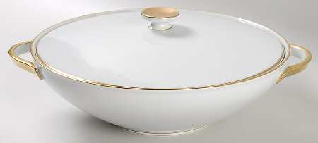 14092 White Round Covered Vegetable