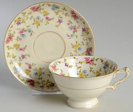 Arcadia (Gold Trim) Footed Cup & Saucer Set