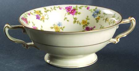 Arcadia (Gold Trim) Footed Cream Soup Bowl