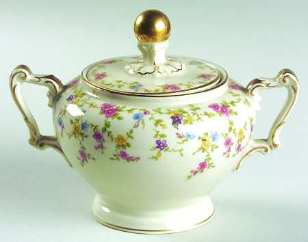 Arcadia (Gold Trim) Sugar Bowl & Lid