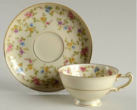 Arcadia (Gold Trim) Footed Demitasse Cup & Saucer Set