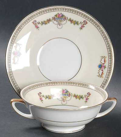 Beverly Footed Cream Soup Bowl & Saucer Set