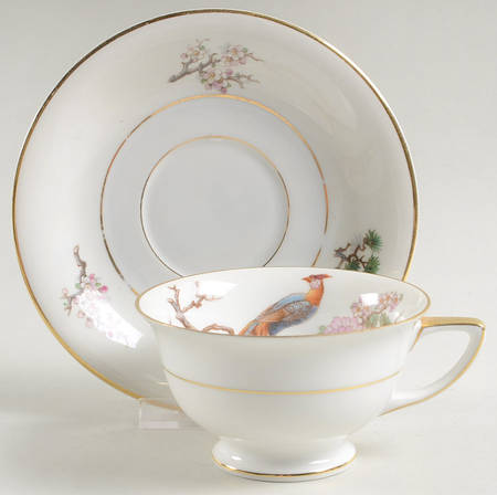 Bird of Paradise Footed Cup & Saucer Set by Heinrich - H&C