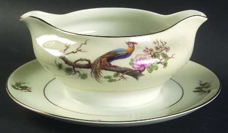 Bird of Paradise Gravy Boat with Attached Underplate