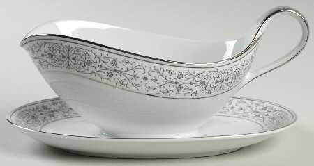 Black Lace Gravy Boat with Attached Underplate
