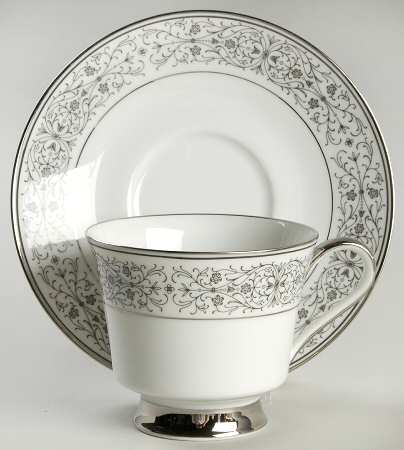 Black Lace Footed Cup & Saucer Set