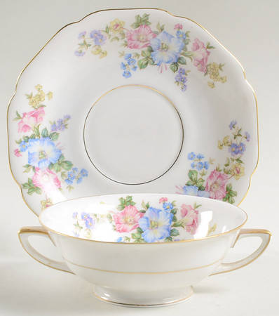 Blossom Footed Cream Soup Bowl & Saucer Set