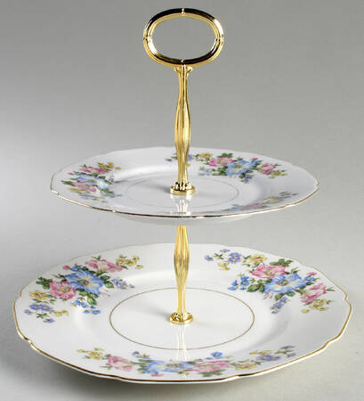 Blossom 6 5/8"-10"  2 Tiered Serving Tray (Dp, Sp) HC