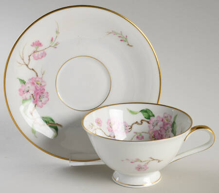 Blossomtime White Flat Cup & Saucer Set by Heinrich - H&C