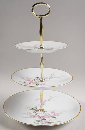 Blossomtime White 13 7/8"-14 1/4" 3-Tiered Serving Tray(DP,SP,BB) HC