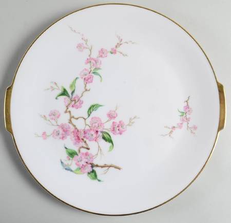 Blossomtime White Handled Cake Plate