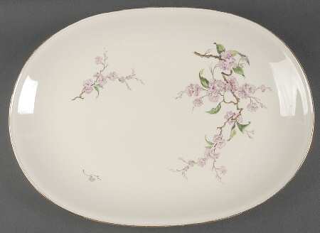 Blossomtime Cream 16" Oval Serving Platter