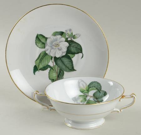 Camellia Footed Cream Soup Bowl & Saucer Set
