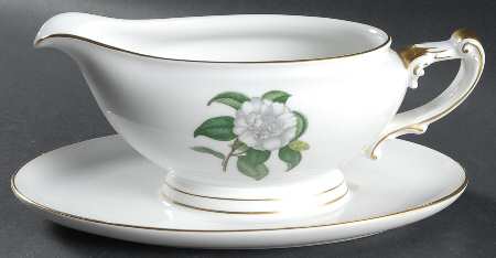 Camellia Gravy Boat with Attached Underplate