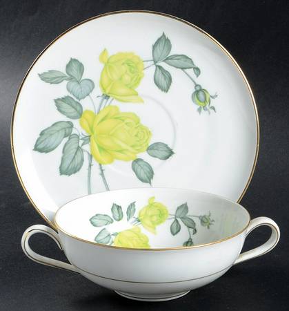 Chartrose Flat Cream Soup Bowl & Saucer Set