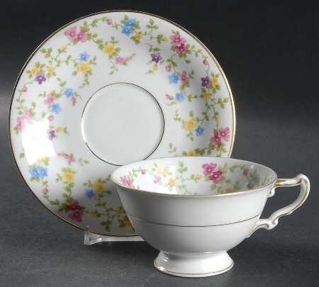 Coquette White Footed Demitasse Cup & Saucer Set