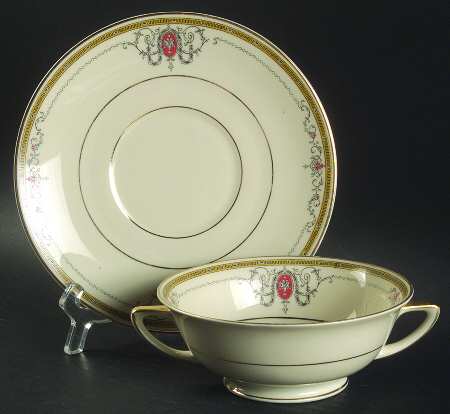 Crusader (Smooth) Footed Cream Soup Bowl & Saucer Set