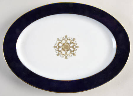Empire (Gold Medallion, Cobalt Band, #A8977) 13" Oval Serving Platter