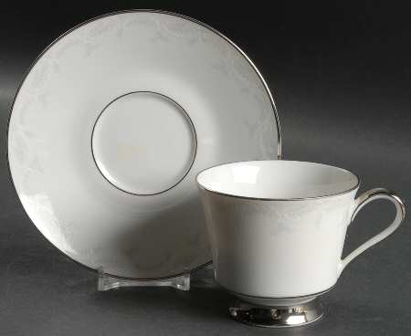 Ferndale (Newer, Platinum Trim) Footed Cup & Saucer Set