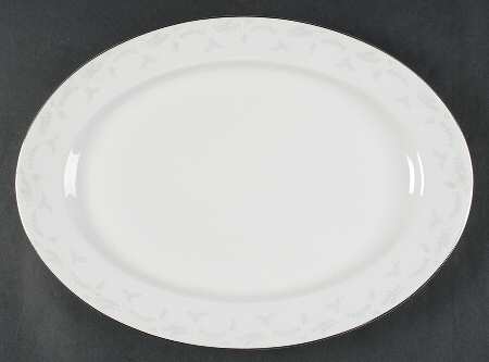 Ferndale (Newer, Platinum Trim) 14" Oval Serving Platter by Heinrich - H&C