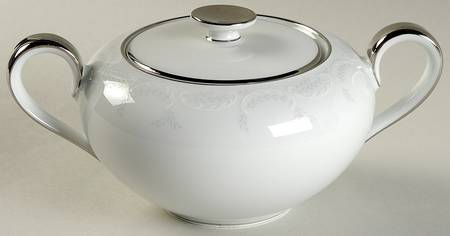 Ferndale (Newer, Platinum Trim) Sugar Bowl & Lid