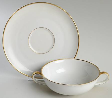 Gold Band Flat Cream Soup Bowl & Saucer Set