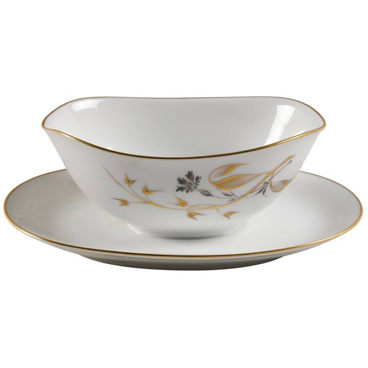Golden Harvest Gravy Boat with Attached Underplate by Heinrich - H&C