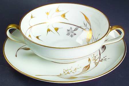 Golden Harvest Flat Cream Soup Bowl & Saucer Set