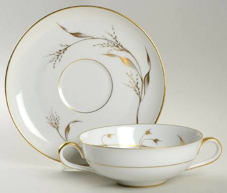 Golden Harvest Flat Cream Soup Bowl & Saucer Set