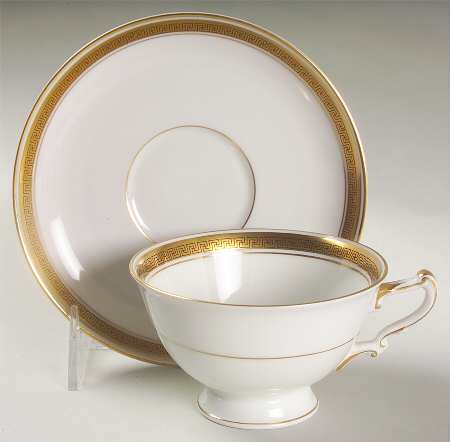 Golden Key Footed Cup & Saucer Set
