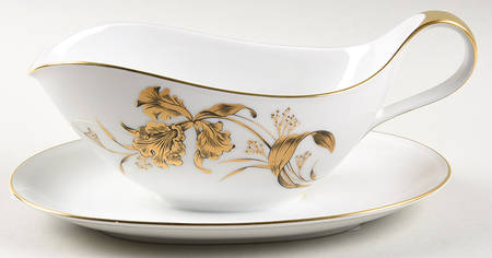 Golden Orchid Gravy Boat with Attached Underplate