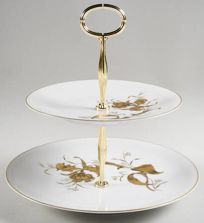 Golden Orchid 6 5/8"-10"  2 Tiered Serving Tray (Dp, Sp) HC