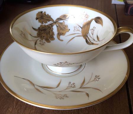 Golden Orchid Footed Cup & Saucer Set