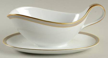Golden Taupe Gravy Boat with Attached Underplate