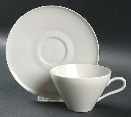 Grazie White Flat Cup & Saucer Set