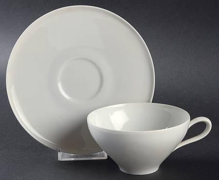 Grazie White Flat Cup & Saucer Set by Heinrich - H&C