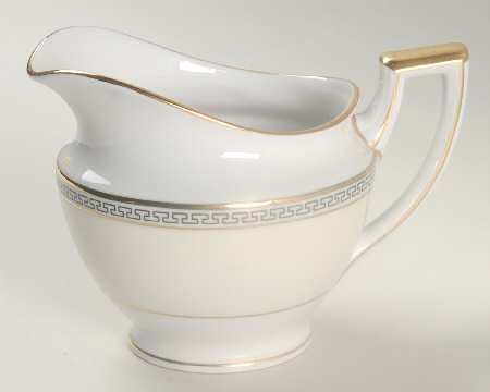 Greek Key Black (Cream Rim, White Center) Creamer