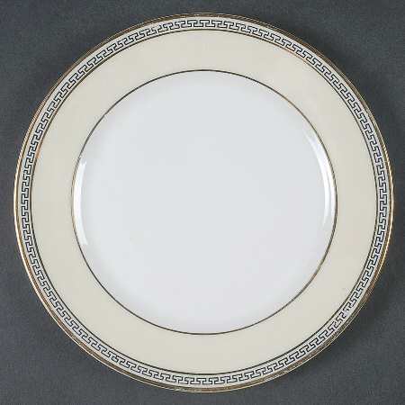 Greek Key Black (Cream Rim, White Center) Bread & Butter Plate